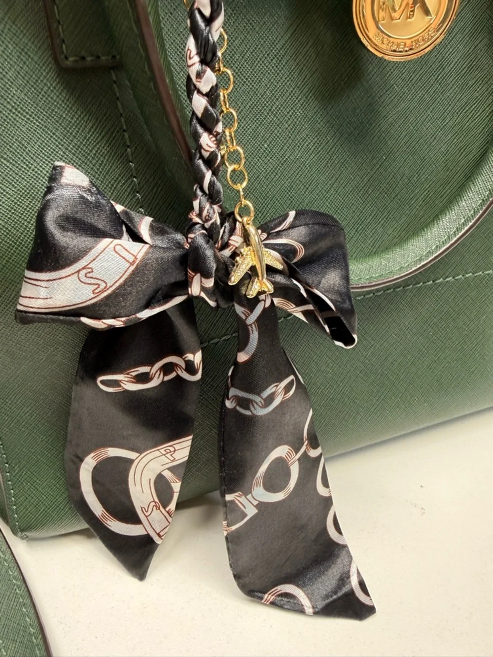 Michael Kors Forest Green Saffiano Satchel with Gold Hardware EUC